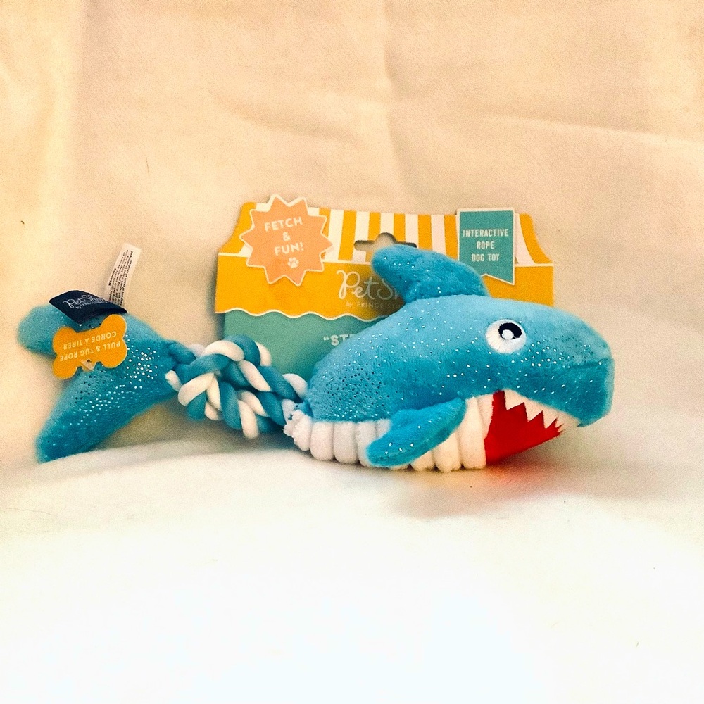 Pet Shop Stevey Shark Dog Toy Aqua-Blue Loud Squeaker, Crinkles & Tugs 4…